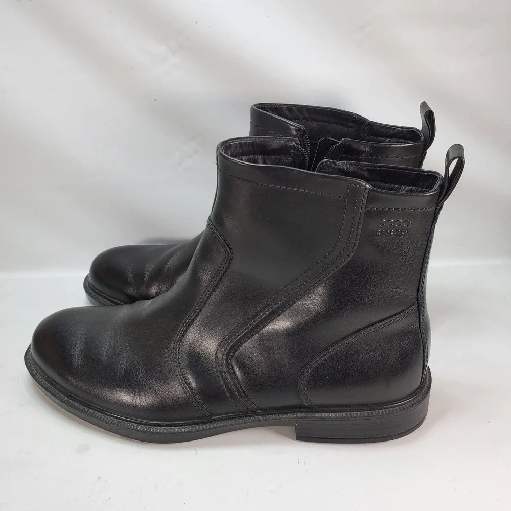 ECCO Chelsea Boots Mens 43 Black Leather‎ Waterproof Side Zip Gore-Tex